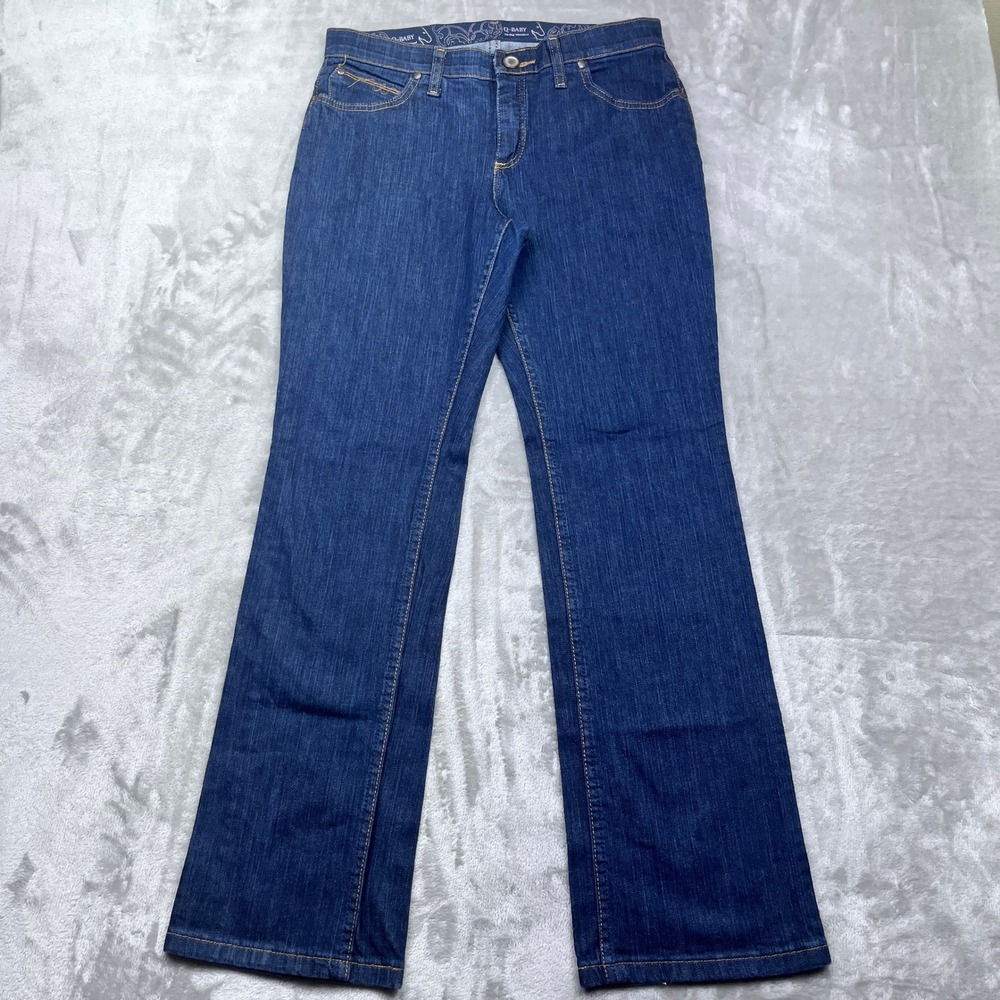 Q Baby‎ No Gap Waistband Bootcut Jeans Dark Wash Denim Women's Sz 10 Fits 30"